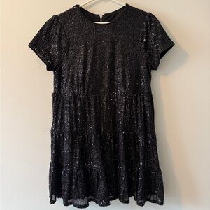 Lulu's Black Sequin Tiered Cocktail Dress